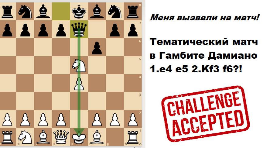Тематический матч в Гамбите Дамиано. смотреть онлайн