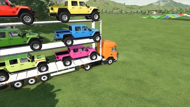 JEEP OF COLORS ! TRANSPORTING JEEP RUBICON WITH TRUCK ! COLORED GARAGE ! Farming Simulator 22 ! смотреть онлайн