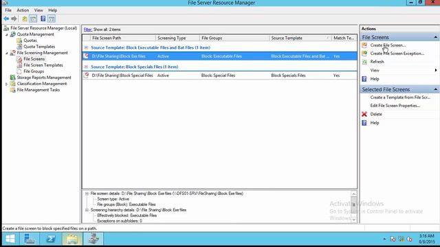 FSRM Window Server 2012R2 Part 4: Configure File Screening смотреть онлайн