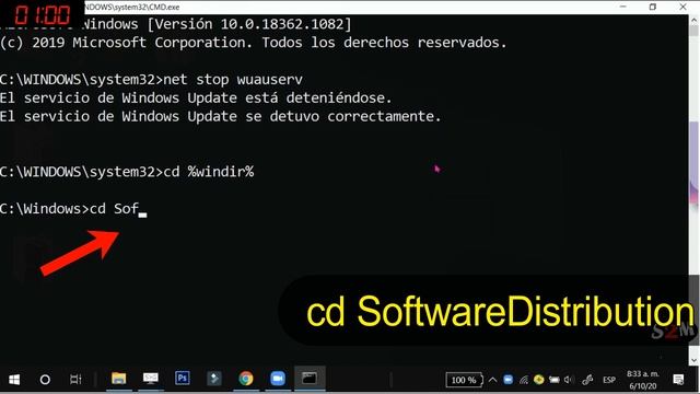 . Borrar cache de Windows Update CMD смотреть онлайн