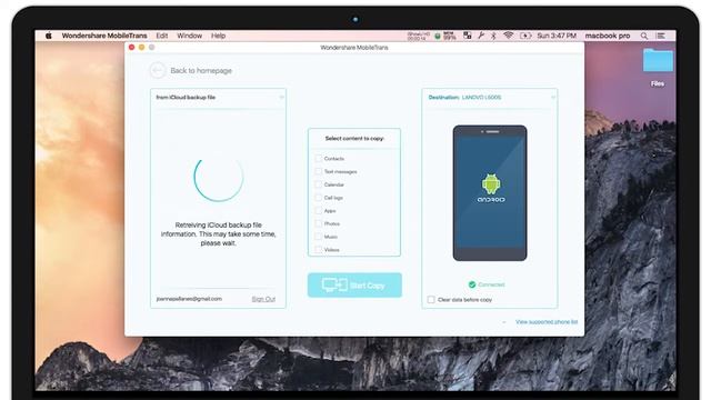 MobileTrans (Mac): Retrieving data from iCloud Backup File to Android Device смотреть онлайн