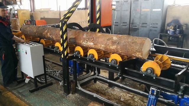 Полуавтоматическая линия раскряжевки бревен производства ПО "Диаком" смотреть онлайн