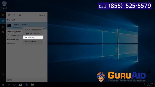 How to Pin Command Prompt to Start Menu on Windows® 10 - GuruAid смотреть онлайн