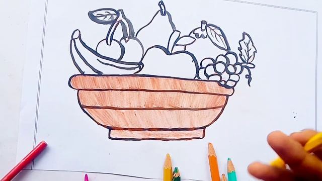 How to draw FRUITS BASKET easy for Kids & Toddlers | #apple #banana #orange смотреть онлайн