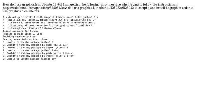 Ubuntu: How do I use graphics.h with libgraph in Ubuntu 18.04? смотреть онлайн