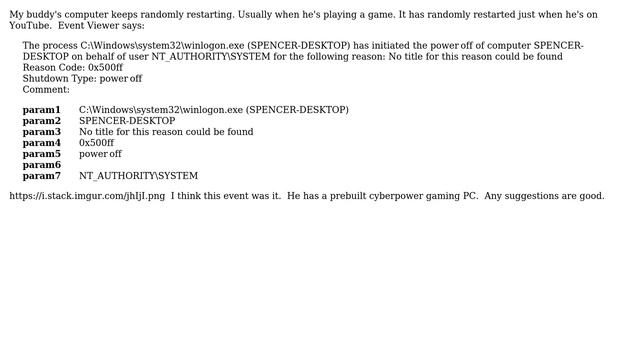 Computer randomly shuts off and restarts with Reason Code: 0x500ff смотреть онлайн