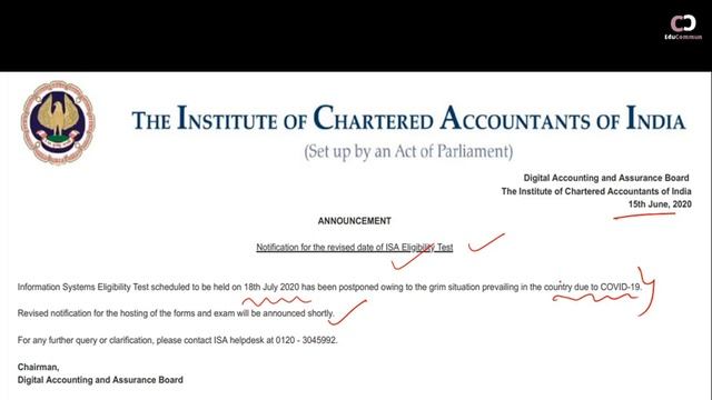 ICAI IMPORTANT ANNOUNCEMENTS - FOR STUDENT & MEMBERS (FAQs, OPT-OUT WINDOW, DISA ET, STUDY MATERIAL смотреть онлайн