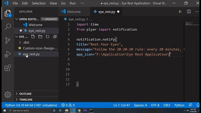 Eyes Rest Notification Application using Python смотреть онлайн