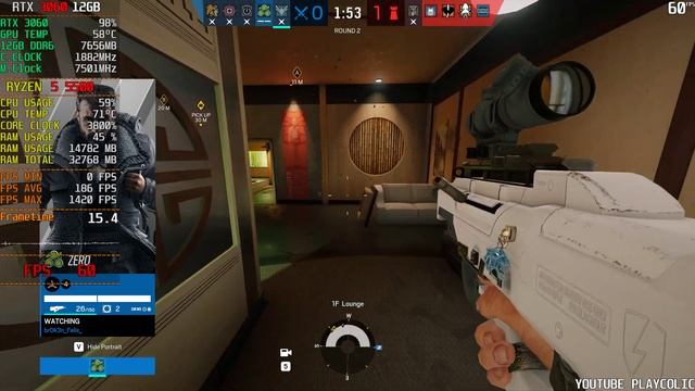 Tom Clancy's Rainbow Six: Siege :RTX 3060 12GB + AMD RYZEN 5 5500 ( Ultra Graphics RTX OFF/DLSS OFF смотреть онлайн