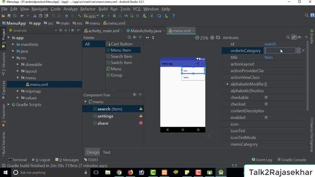 Create Options menu bar in android Studio Telugu |Android Application development in Telugu смотреть онлайн