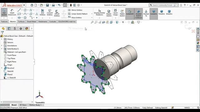 How to make Helical Bevel Gear in SolidWorks 2020 || Solidworks tutorial || смотреть онлайн