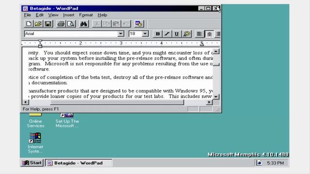 Windows 98 "Memphis" Beta Build 1488 смотреть онлайн