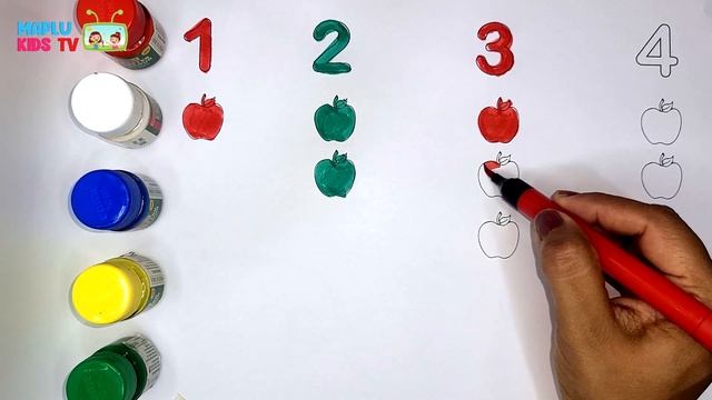 4 Apple Coloring | Writing 1 to 4 | Number and 1 to 4 Coloring | ABC Song | Maplu Kids TV смотреть онлайн