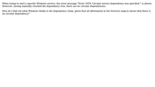 "Error 1059: Circular service dependency was specified." except there isn't смотреть онлайн