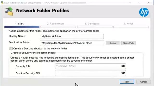 Scan to Network Folder Wizard (Windows) | HP LJ Pro M304-M305, M404-M405, MFP M329, M428-M429 смотреть онлайн