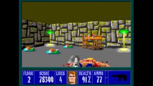 Wolfenstein 3D (Spear of Destiny) with PC Speaker digitized sound and Roland CM-300 music