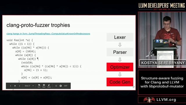 2017 LLVM Developers’ Meeting: K. Serebryany “Structure-aware fuzzing for Clang and LLVM with ...” смотреть онлайн