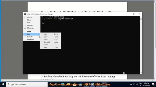 Fix Error 0x80007005. Access Is Denied On Windows 10 смотреть онлайн