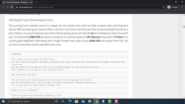 .Covm File Virus (Covm Ransomware) Removal + Decrypt .covm Files