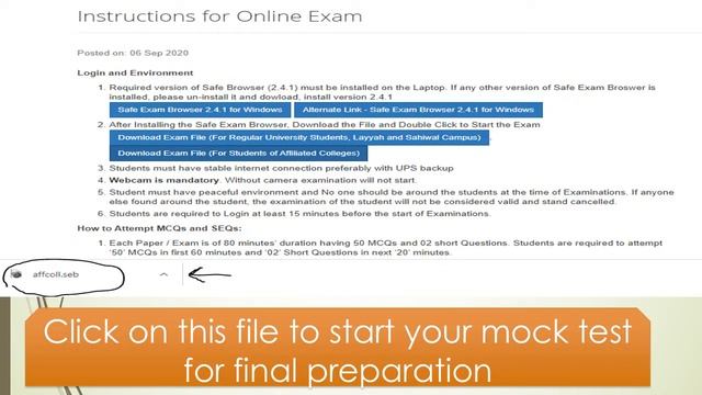 GCUF Affiliated Colleges online Exam Instructions/How to install Online Exam Safe Browser?/Mock Tes смотреть онлайн