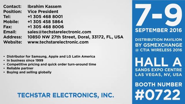 Techstar Electronics, Inc - Booth #722 - CTIA 2016 смотреть онлайн