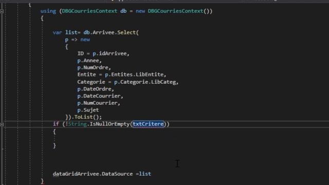 #09 - CSharp C# WinForms - Entity FrameWork ADO.NET - Projet GCourries Chercher Courrier смотреть онлайн