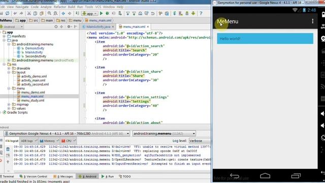 Lập trình Android - Bài 98 Đăng ký và thiết lập Menu - Menu - XML смотреть онлайн