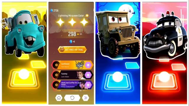 Monster Track 🆚️ Mcqueen Police Car 🆚️ McQueen Fire Track 🆚️ McQueen Army Jeep,🎶Who Is Best💥🎯!!