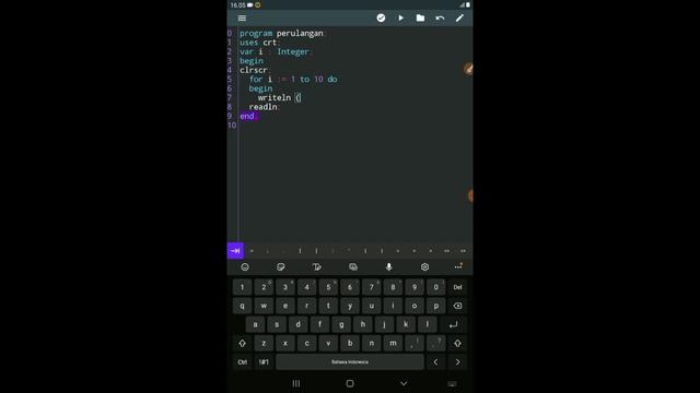 Perulangan For Do menggunakan aplikasi Pascal N-IDE di hp android смотреть онлайн