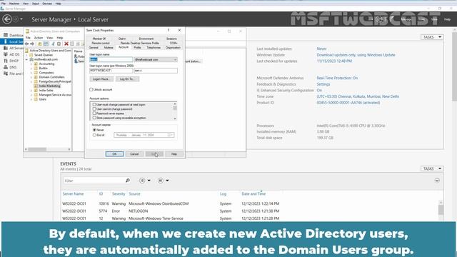 43. Active Directory User Accounts Management | Windows Server 2022 смотреть онлайн