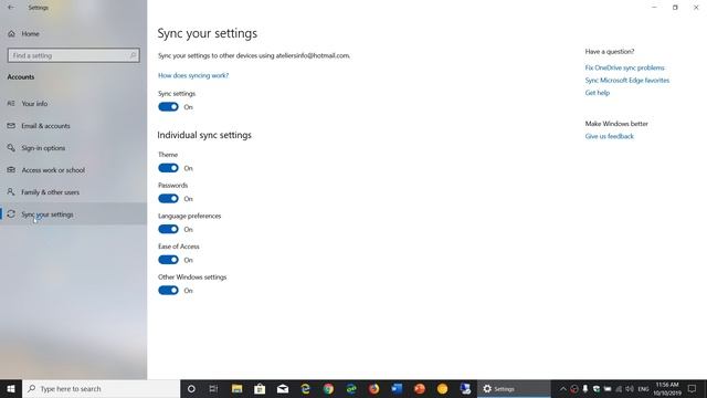 Windows 10 May 2019 update Version 1909 update How to turn off or on Sync Settings смотреть онлайн
