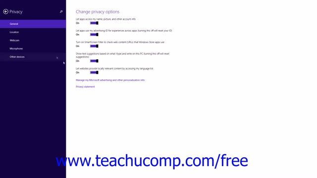 Windows 8.1 Tutorial "Privacy" Settings Microsoft Training Lesson 3.6 смотреть онлайн