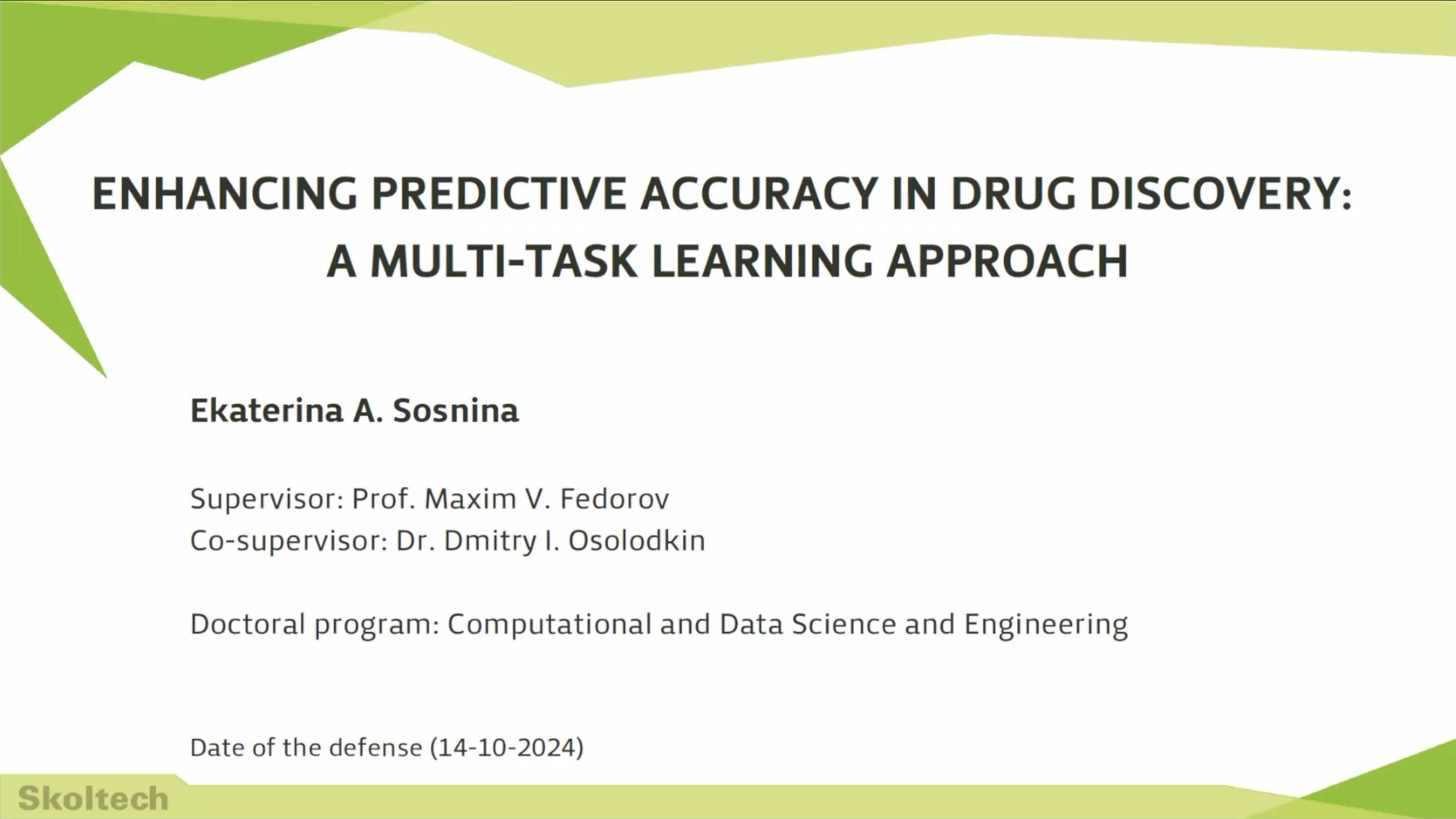 PhD Thesis Defense. Ekaterina Sosnina