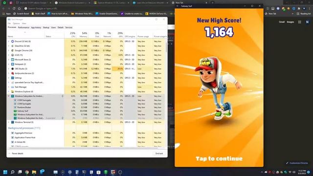 Windows 11 Subsystem for Android - Subway Surf - AMD Ryzen 7 2700X смотреть онлайн