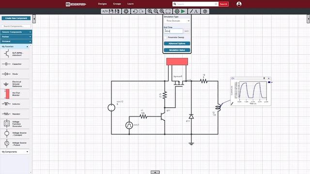Monitoring power dissipation in a circuit using DesignSpark Circuit Simulator смотреть онлайн