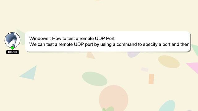 Windows : How to test a remote UDP Port смотреть онлайн
