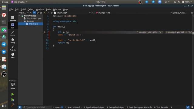 Hello world c++ | Qt Creator | Linux смотреть онлайн