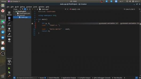 Hello world c++ | Qt Creator | Linux