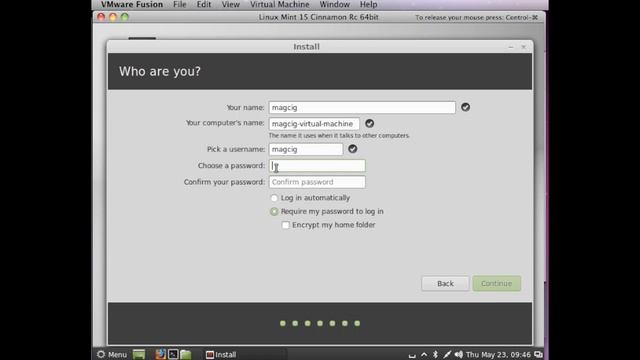 Linux Mint 15 Cinnamon RC Installation on VMware Fusion 5 смотреть онлайн