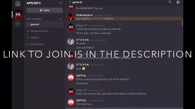 COME JOIN THE APPLE ID DISCORD SERVER смотреть онлайн