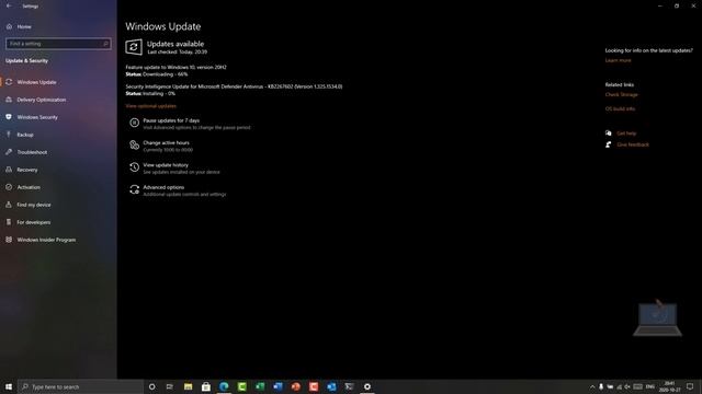 Installing Feature update to Windows 10, version 20H2 смотреть онлайн