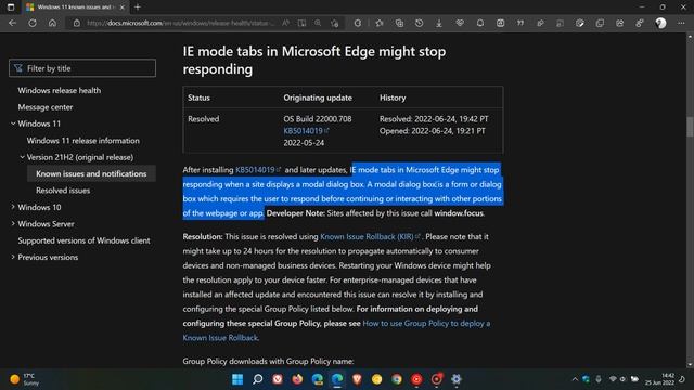 Microsoft roll back some Windows 10 and 11 updates to fix Microsoft Edge IE mode tab issues смотреть онлайн