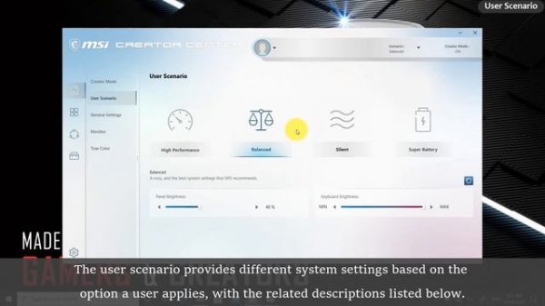 MSI® HOW-TO use MSI Creator Center (UWP) - Home & Creator Mode on MSI notebook