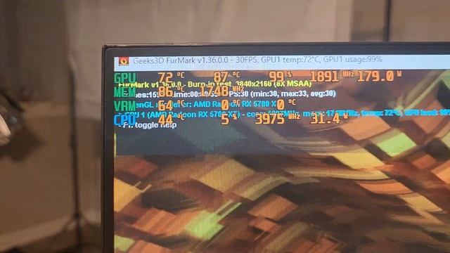 Furmark Stress Test RX 5700XT 4K Test
