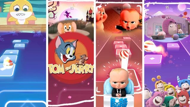 Baby Shark 🆚 Tom and Jerry 🆚 Baby Boss 🆚 Oddbods | Tiles Hop Game смотреть онлайн