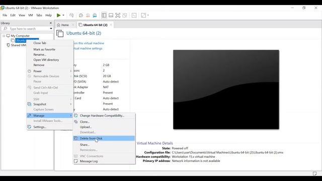 How to delete a virtual machine from VMware Workstation Pro 15.5 completely. смотреть онлайн