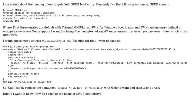 Looking for the right way to rename the GRUB boot entries смотреть онлайн