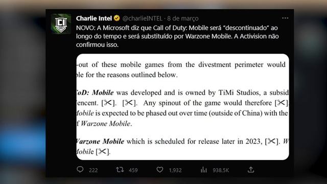 ADEUS COD MOBILE! FIM DEFINITIVO DIZ MICROSOFT...... смотреть онлайн