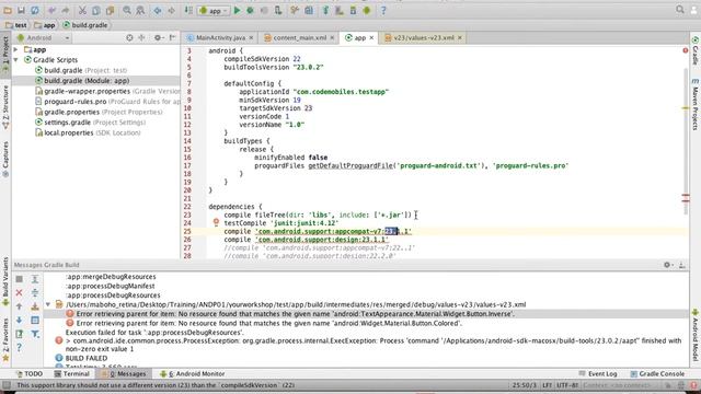 Android Dev: แก้ไขปัญหา appcompat-v7 Error ใน build.gradle смотреть онлайн