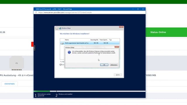 Installation von Windows Server auf KVM Server bei server-provider.com смотреть онлайн